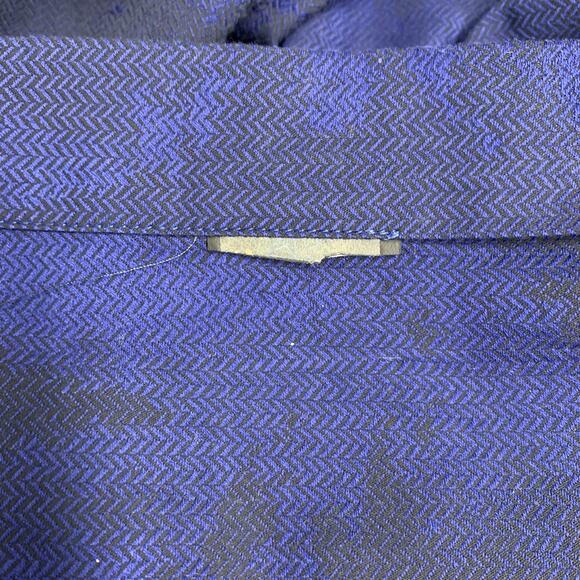 BILLIONAIRE COUTURE Size XL Blue Black Herringbone Long Sleeve Shirt - Picture 6 of 6